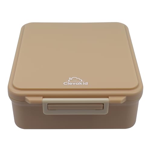 Image of Bento Mega Lunch Box, carrying handle - 4 No-Mix Compartments | Microwave & Dishwasher Safe | for Adult, Preschool, School 1600ML, OZ (Brown Latte)