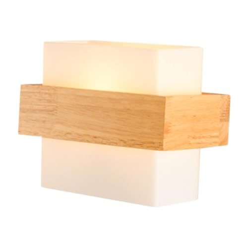 LIFKOME Lámpara De Pared Decorativa De Vidrio y Madera Led Para Dormitorio y Pasillo, Sin Bombilla, Diseño Nórdico Sencillo, Adecuado Para Iluminación De Mesita De Noche, Set De 1 Unidad