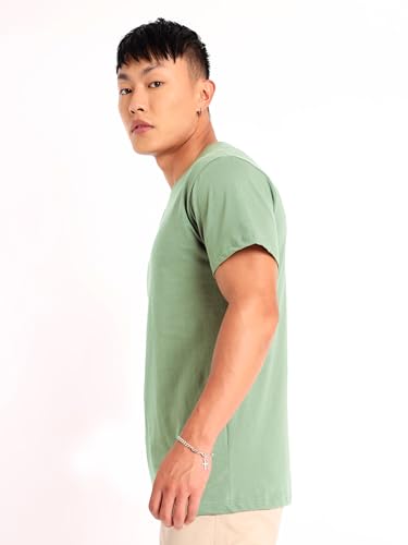 Image of BEYOUNG Cotton Regular Fit Plain T-Shirt for Men | Flexible Round Neck | Casual T-Shirt | Solid T-Shirt | Half-Sleeves | Stylish T-Shirt