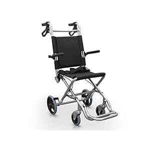 QUIRUMED Inklapbare rolstoel, speciaal voor thuis, aluminium, licht, inklapbare armleuningen, inklapbaar, hefboomremmen, met riem, tot 120 kg