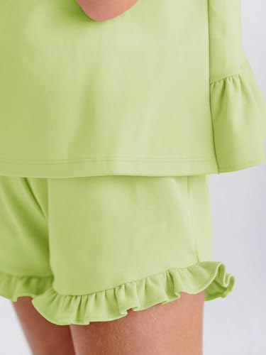 Image of Haloumoning Girls Summer Clothing Sets Ruffle Tank Tops and Shorts | 2 Piece Outfits