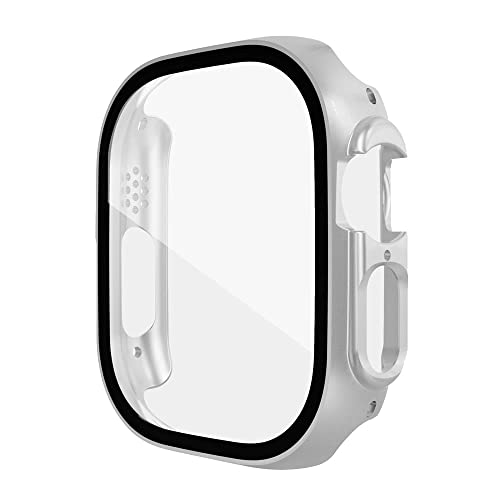 Accessoires Apple Watch Ultra 49mm verre trempé et coque PC rigide argentée iwatch