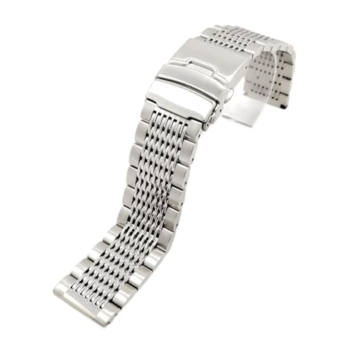 Bande de montre en acier inoxydable solide avec fermoir de sécurité pliant 22mm