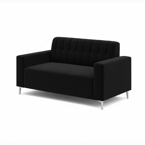 Image of SOCOZI Antonia 5 Seater Sofa Set with Ottoman | Soft Velvet Suede Fabric | Modern Design | Plush Comfort Cushions for Living Room (Black)