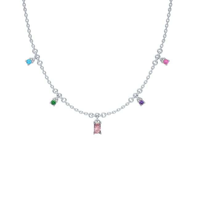 Generic Color Diamond Star Moon Collana in Vero Argento Sterling 925 per Gioielli da Donna Collana Girocollo con Catena Fantasia Farfalla Smaltata