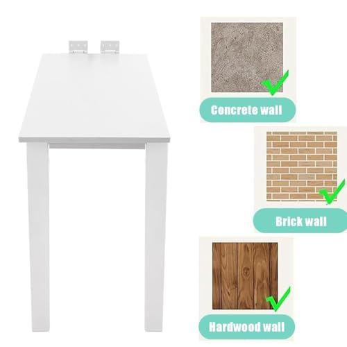 Table pliante murale avec pieds de support abattant bureau blanc 75x45 - 7