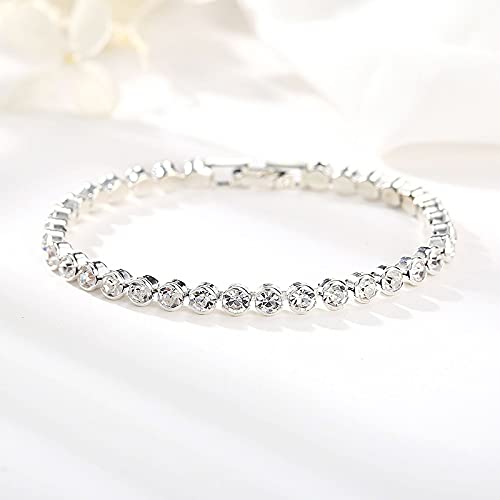 Yallnasl Cubic Zirconia Tennis Bracelets For Women Friendship Princess Cz Diamond Tennis Bracelet Rhinestone Silver Crystal White Gold Plated Bracelet Gifts For Friends thumb #1