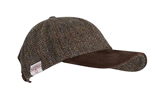 Walker and Hawkes Unisex Harris Tweed Brungton Baseball Cap w/Suede Leather Peak - Classic Tweed Hat for Stylish Comfort, Charcoal - One Size