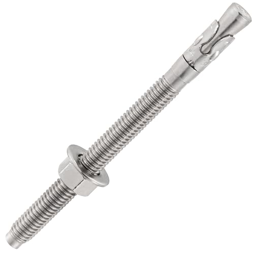 Wensilon 5Pcs 5/8x6 Inch Standard Fasteners for Heavy-Duty 304 Stainless Steel Wedge Anchors for Cement and Concrete