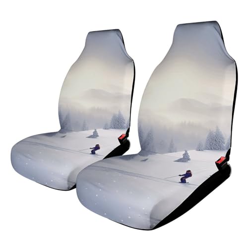 Housse de siège de voiture universelle contre l'usure motif ski d'hiver robuste