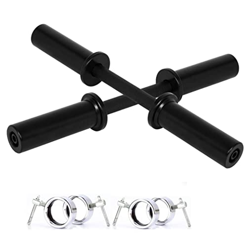 Mular 20â€œ Olympic Dumbbell Handles - Threaded Chrome Dumbbell Bar Pairs For 2" Weight Plates, Knurled Grip & Rotating Sleeves & Ring Collars, Black (Black)