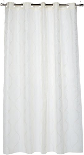 Carnation Home Fashions EZ On No Hooks Needed! 70 by 84-Inch Fabric Shower Curtain, X-Long, Bristol, Ivory