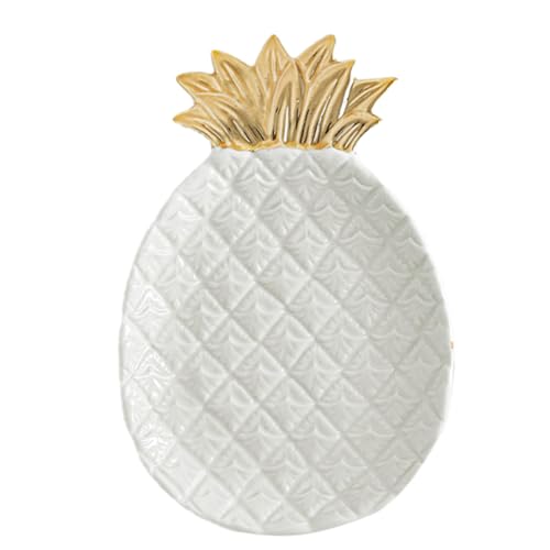 TOYANDONA Plateau Décoratif Céramique Ananas Blanc Vide-poche Élégant pour Bijoux et Petits Objets Rangement Polyvalent pour Chambre Cuisine et Salle de Bain