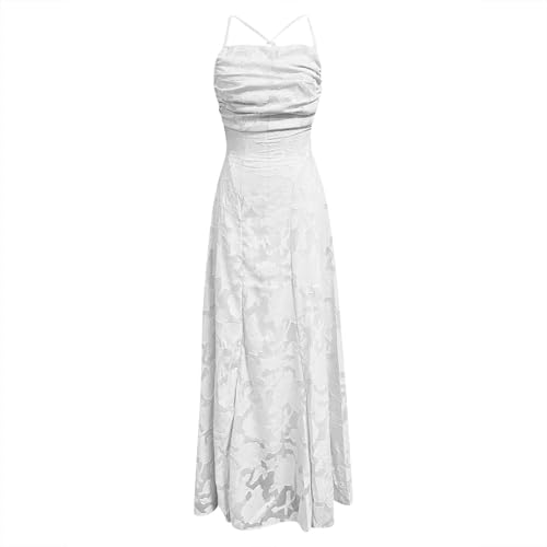Robe d'été dos nu bretelles spaghetti longue jupe décontractée fluide