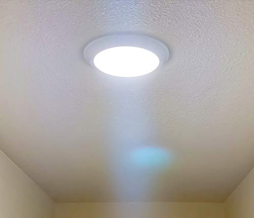 Coramdeo 7.4 Inch Led Flush Mount Ceiling Light Fixture, Closet, Bathroom, Shower, Laundry, Hallway, Pantry, 3K, Built In Led 75W Of Light From 11.5W Of Power, 800 Lumen, Dimmable, White Finish #TOP6