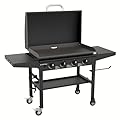 Blackstone 36 Inch Gas Griddle with Hood Cooking Station 4 Burner Flat Top Gas Grill Propane Fuelled Restaurant Grade Professional 36” Outdoor Griddle Station with Side Shelf