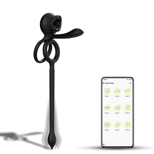 #VerdientProvisionen<br>4 in 1 Penisring App Cockring Sex Toy Vibrator Sex Spielzeug für die Paare 9 Vibrationsmodi für Männer und Paare Penisring Vibrator Penismassage Erektionshilfe für Männer Schwarz