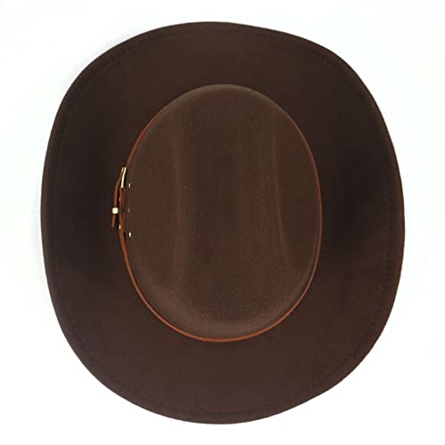 Exvvqoqo Men & Women Western Style Hat Wide Brim Outdoor Fedora Hat Cowboy Cowgirl Hats With Buckle Belt Moshen-Yzd003 Coffee #TOP5