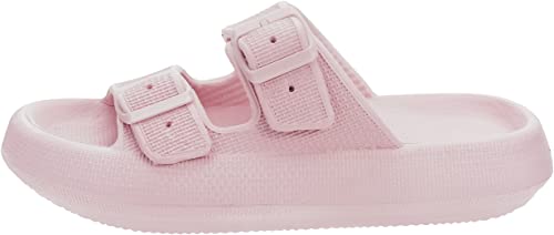 Image of BRONAX Pillow Slippers for Women and Men | Adjustable Double Buckle Shower Slides | Cushioned Thick Sole Sandals