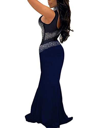 Image of PORRCEY Women's Sexy Elegant Rhinestone Bodycon Dress Hot Drilling Clubwear