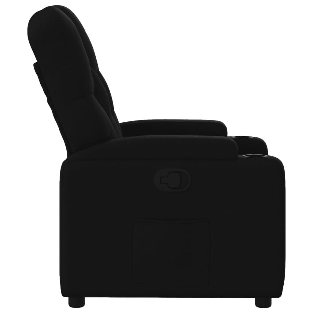 Gecheer Poltrona Relax Reclinabile, Funzione di Reclinazione Manuale, 74x86,5x93,5 cm, in Tessuto Nero, con Poggiapiedi, for Salotto