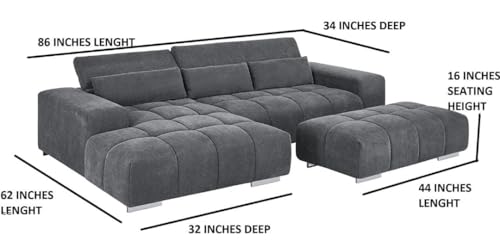 Image of Royale Hand Tufted Seven (3+2+2) Seater Elegant Wooden Base Sofa in Wide Extravagant Fabric, Gives Luxurious Look for Home /Living Room /Office /Guest Room /Hotels