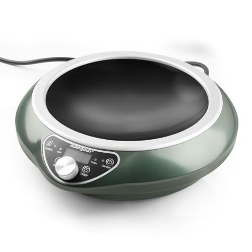 Abangdun 1700W 120V Concave Induction Wok Cooktop, 9.25-Inch Coil, Steady Low-Heat Control, 16 Power Levels, ETL Listed Portable Countertop Burner for Round-Bottom Woks & Flat-Bottom Pans