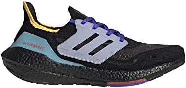 adidas Men's Ultraboost 21 Running Shoe, Black/White/Pulse Aqua, ...