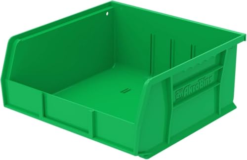 Image of Akro-Mils 30235 AkroBins Plastic Storage Bins, Space-Saving Stackable Bins for Garage, Pantry, Craft Organization, 11 inch x 11 inch x 5 inch, Green, 6-Pack