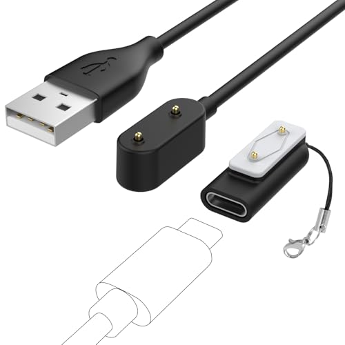 【1+1セット】 MoKo Huawei Band 10 9 8 7 6用充電ケーブル 1m(1個)+ 変換アダプター I型 Type-C対応(1個)ファーウェイバンド10 9 8 7 6/ HuaweiWatch fit3/2 に対応 ストラップ付き 紛