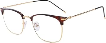 Shiratori Vintage Retro Half Frame Horn Rimmed Optics 43mm Clear Lens Glasses