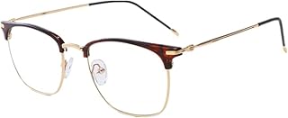 Vintage Retro Half Frame Horn Rimmed Optics 43mm Clear Lens Glasses