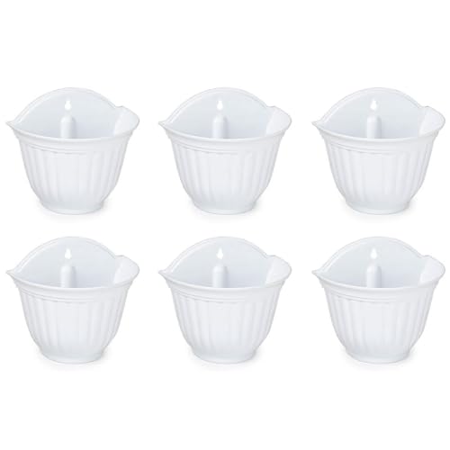 Acan Tradineur - Pack de 6 macetas de plástico para Pared, Tiesto, macetero Colgar, Recipiente para Plantas, Flores, balcón, Porche, hogar, Fabricada en España (Blanco - 26 x 29,5 x 19 cm)