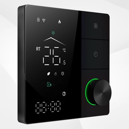 Smart WiFi thermostat with digital display, temperature settings, and programmable features for energy-efficient home heating.