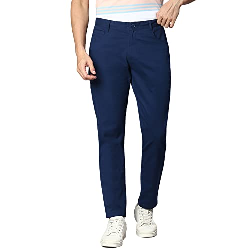 Image of Hubberholme Men's Tapered Fit Cotton Trousers, Ankle Length Button Closure Chinos
