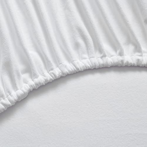 Flannel Sheets Warm and Cozy Deep Pocket Breathable All Season Bedding Set with Fitted, Flat and Pillowcases, King, White, Case Pack (Pack of 6)