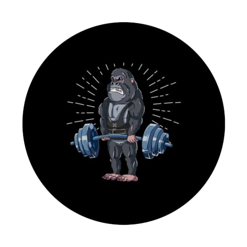 Gorilla Deadlift Fitness Gym Weightlifting PopSockets Swappable PopGrip, Black - Image 3