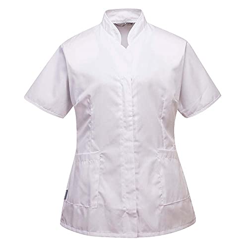 Portwest - Camisas lw12whrm mujer de primer nivel, blanco, mediano