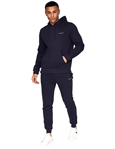 Crosshatch full tracksuit Hooded Fleece Sweatshirt Zip Up Hoodie Jacket Sweatpants Joggers by Jeanbase Navy M