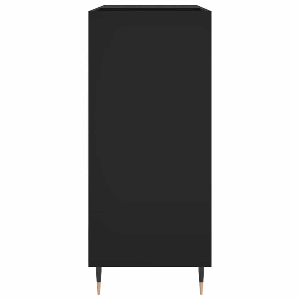 Armadio per vinili, 84,5 x 38 x 89 cm, in legno e ferro, con gambe per giradischi e vinili, colore: nero