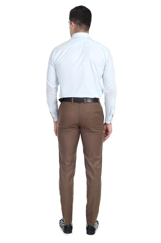 Image of Men's Stretchable Solid Plain Formal Trousers - Regular Fit Stylish Pants for Office & Party, Fashionable Dress Trousers for Men