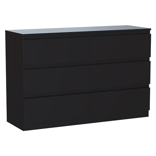 Vida Designs Denver 6 Drawer Chest of Drawers Black - Modern Wooden Storage Unit