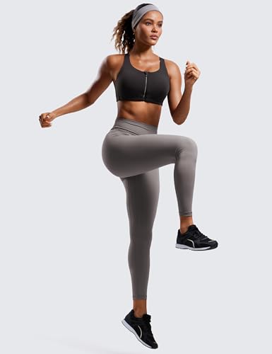 CRZ YOGA Womens Zip Front High Impact Sports Bra - Molded Cup Adjustable Convertible Straps Wireless Workout Yoga Crop Top3
