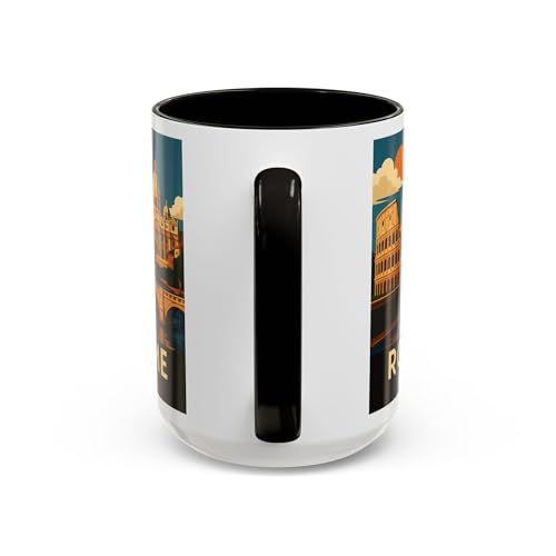 Taza de cerámica negro 15oz diseño vintage Roma miniatura 2