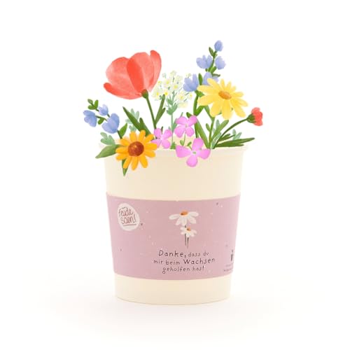 Wildblumen-Anzuchtset als Dankeschön-Geschenk | Umweltfreundlicher Anzuchtbecher mit Saatgut Kokos-Quelltablette & Anleitung | Nachhaltige Geschenkidee für Abschiede Geburtstage & Wertschätzung