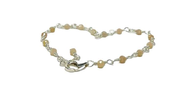 Bracelet pierre de lune pêche LKBEADS en argent fin 925 fait main