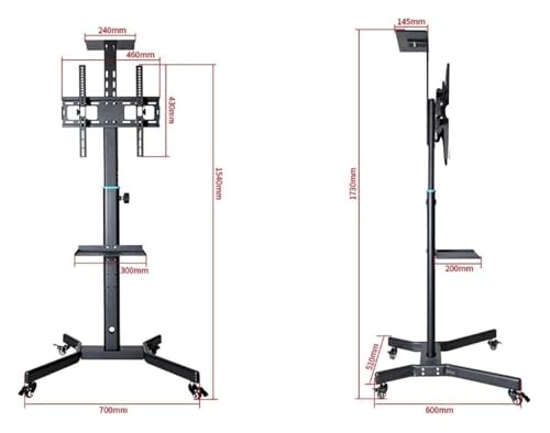Soporte móvil para TV con ruedas ajustable en altura miniatura 2