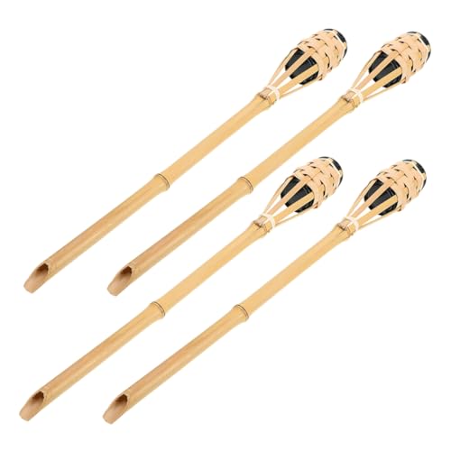 HOMSFOU 4pezzi Torce Bambù Per Esterni Da Giardino Design Antivento Lampada in Bambù Decorazioni Per Feste Estive Picchetti Da