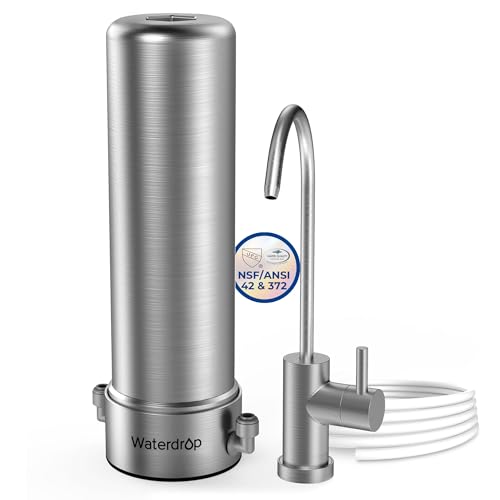 Waterdrop BS13 Under Sink Water Filter, 6 Stage Stainless Steel, Reduce PFAS, PFOA/PFOS, Lead, Chlorine, Bad Taste & Odor, No Drilling Required, NSF/ANSI 42 Certified, Included A New Faucet