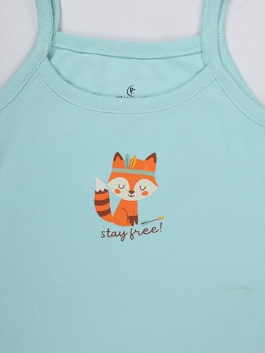 Image of KiddoPanti Girls 100% Cotton Printed Camisoles Tank Top Slips Pack of 3